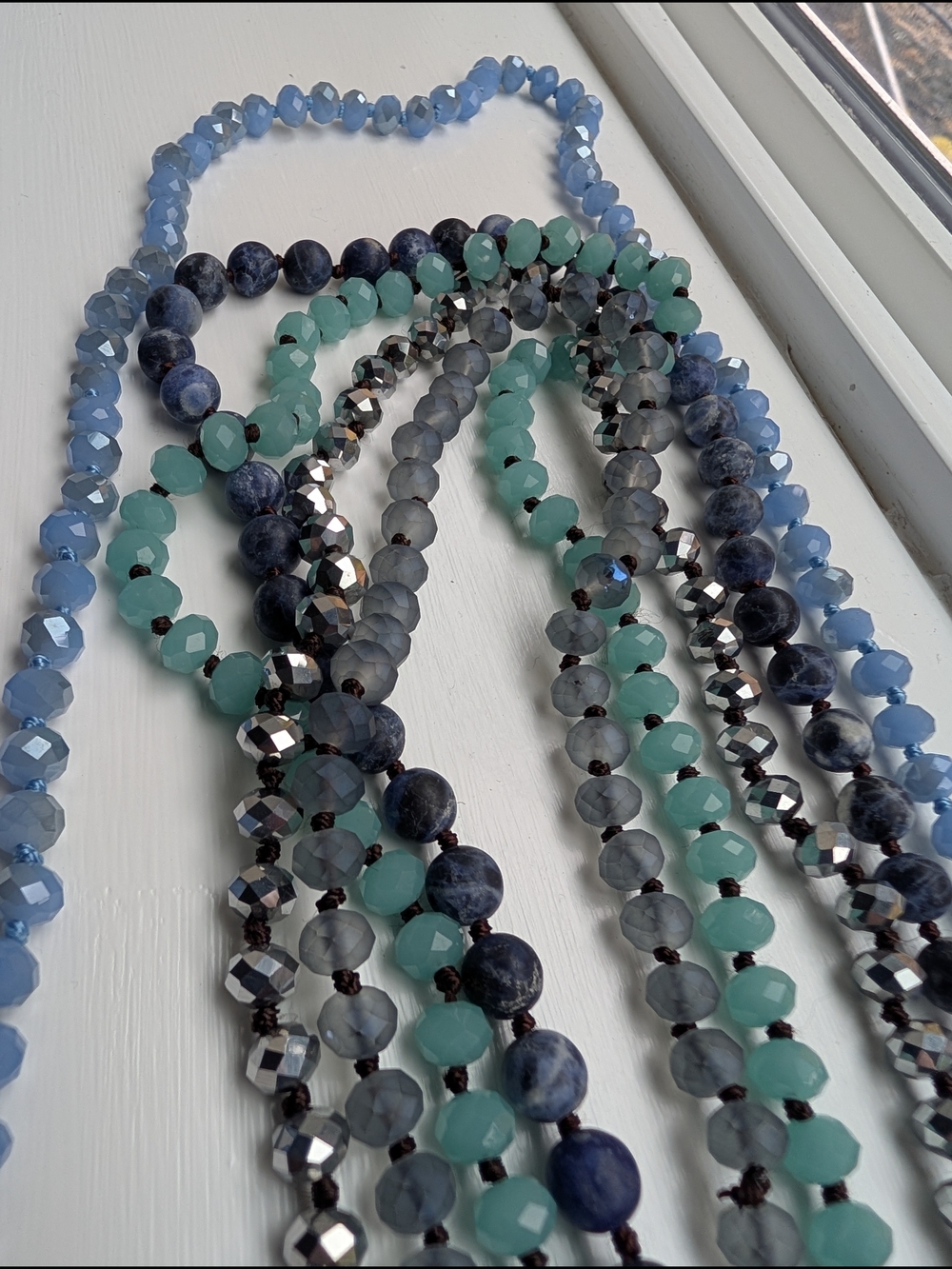 Five Individual Beaded Stone Necklaces -Women's Jewelry